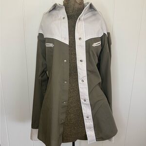 Roper Two-Tone Western Dress Shirt - Gray and White